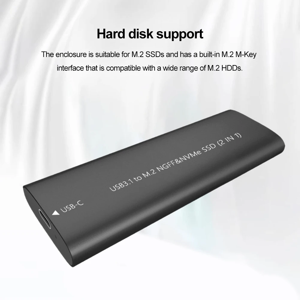 Carcasa de disco duro externo para ordenador portátil, carcasa móvil de USB3.1 tipo C a M.2 NGFF/MVMe SSD, compatible con protocolo NGFF/MVMe - imagen 3