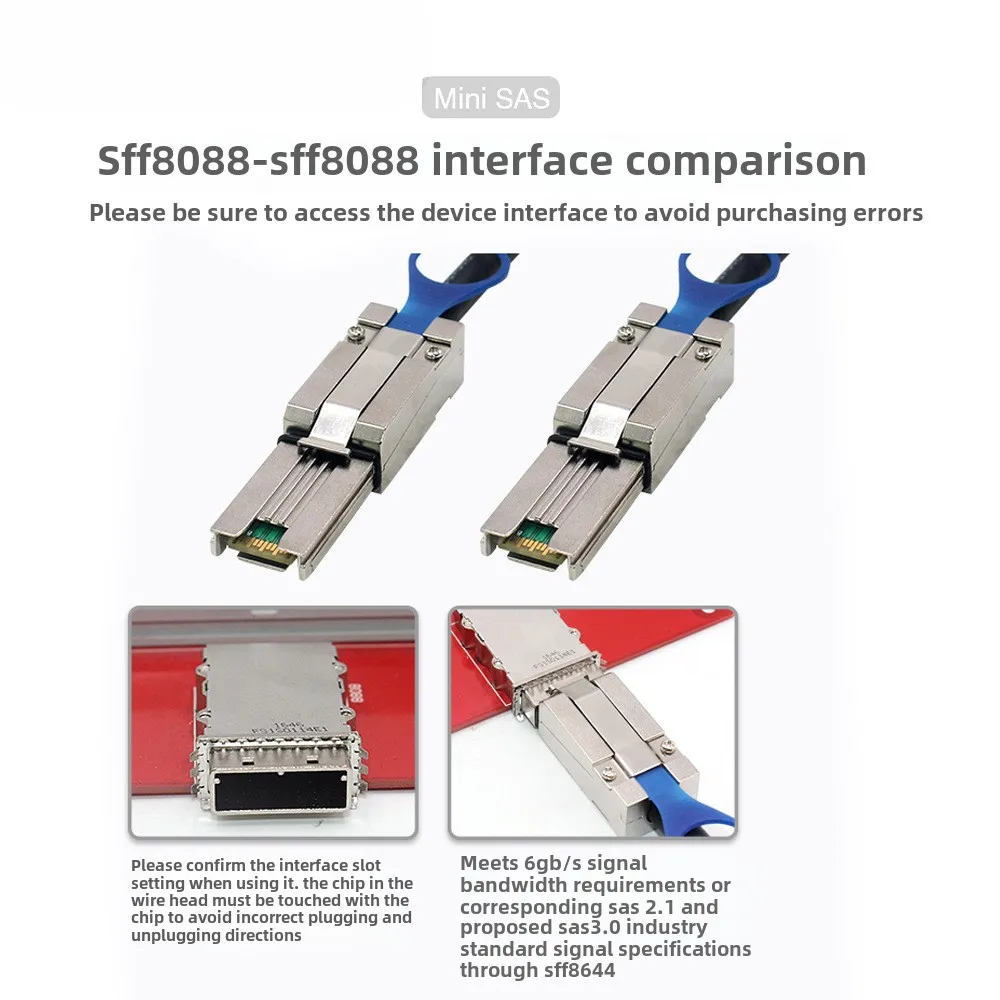 SFF-8088 a SFF-8088 Cable externo Mini SAS HD, cable híbrido SAS2.0 de 6Gbps de 26 pines compatible con SCSI para sistemas Raid - imagen 3
