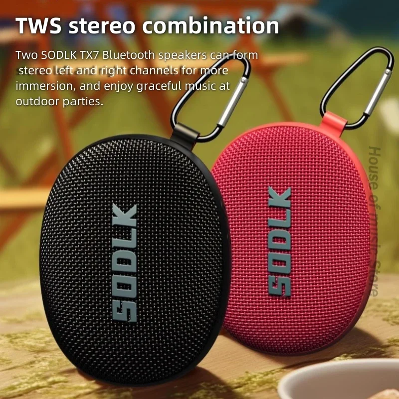 Sodlk-Altavoces de graves TX7, reproductor de música móvil portátil, Mini BlueTooth, altavoz de mochila para deportes al aire libre, caja de sonido impermeable para senderismo - imagen 5