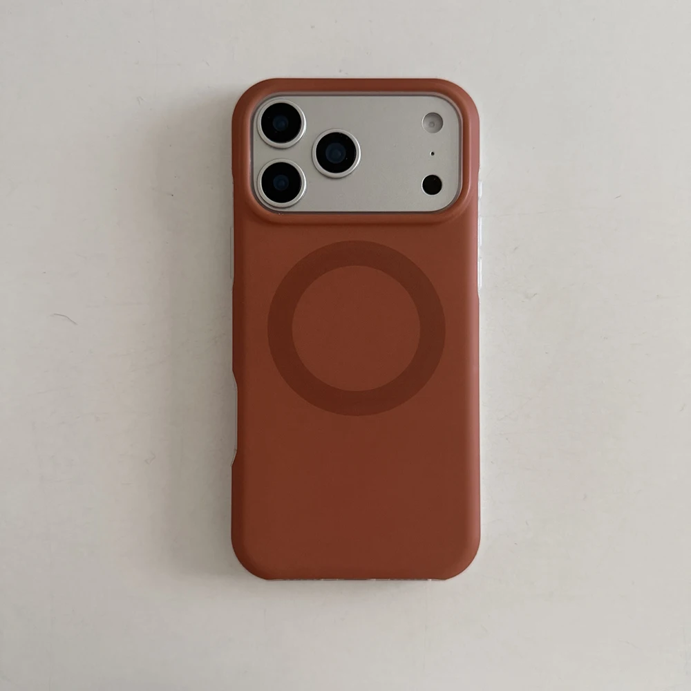 Otoño-Invierno Retro Color sólido magnético para MagSafe funda de carga inalámbrica para iPhone 17Air 14 15 16 17 Pro Max cubierta a prueba de golpes - imagen 5