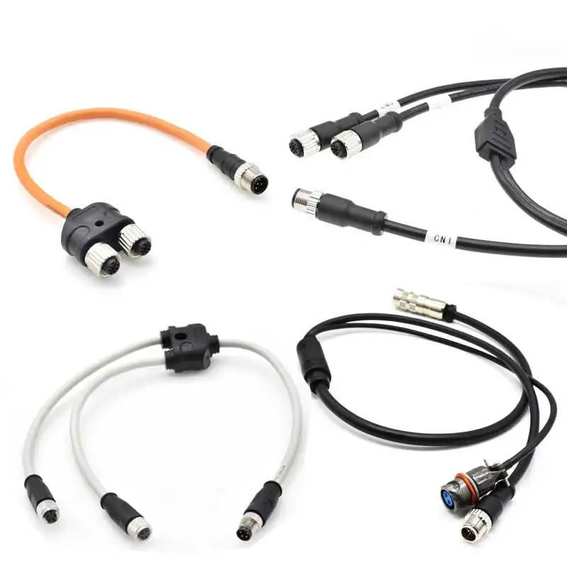 M12 5 pines macho a hembra tipo Y 1 a 2 conector adaptador 8 pines a 5 pines conector impermeable 4/8 pines divisor de cable cable de aviación 1 ud. - imagen 3