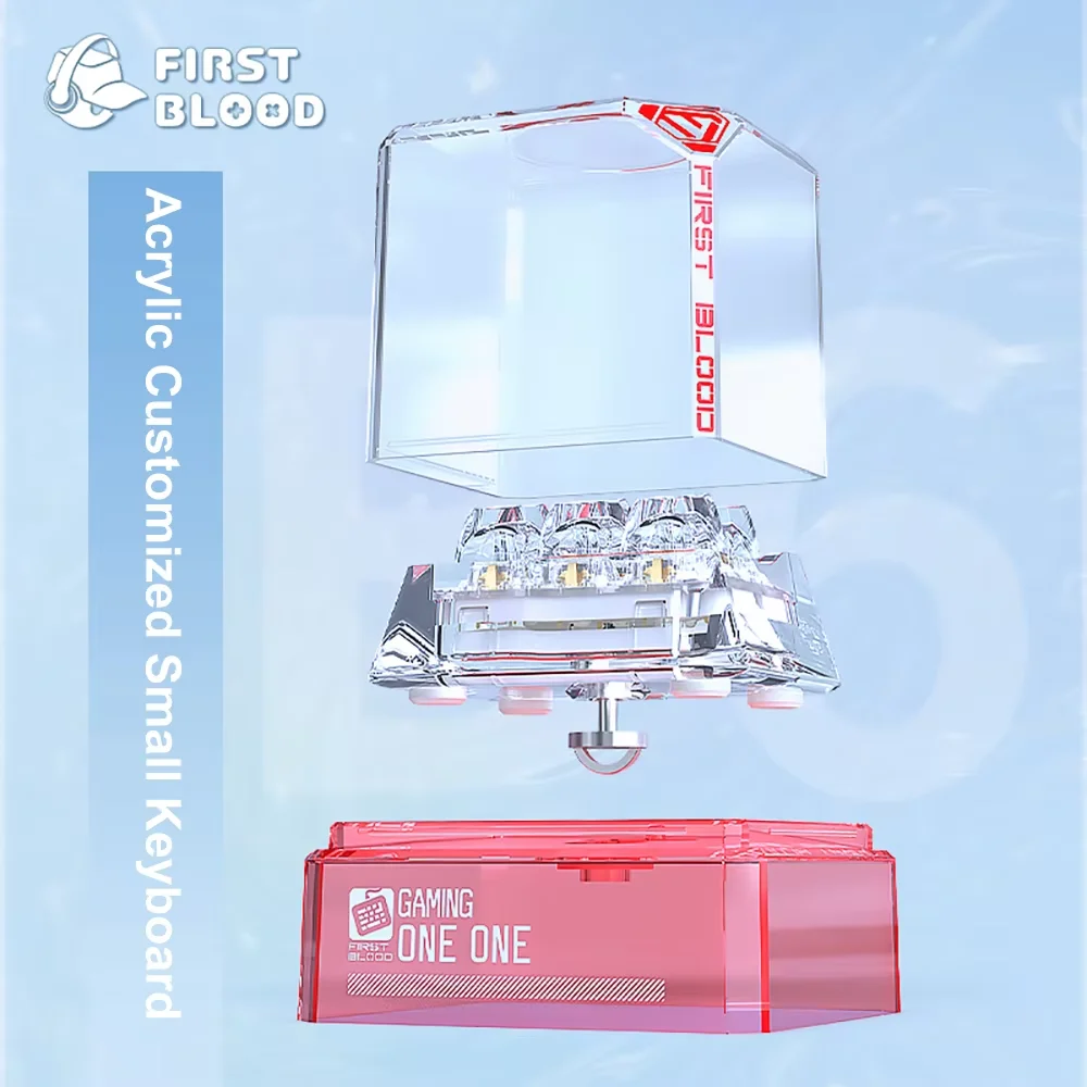 FirstBlood x Ajazz B6 intercambiable en caliente totalmente transparente Bluetooth con cable 2,4G Mini teclado mecánico de tres modos personalización DIY - imagen 2