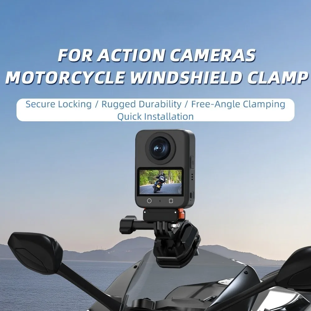 Soporte de montaje con Clip de liberación rápida para parabrisas de motocicleta, para Insta360 Go Ultra/X5/Ace Pro 2/DJI Osmo Nano/Action 5 Pro/GoPro 13