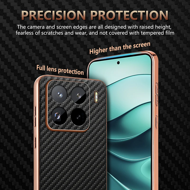 Para Xiaomi Mi 15T Pro funda de lujo PU chapado de fibra de carbono funda protectora trasera para Xiaomi Mi 15T 14T Pro 15Pro carcasa de teléfono - imagen 4