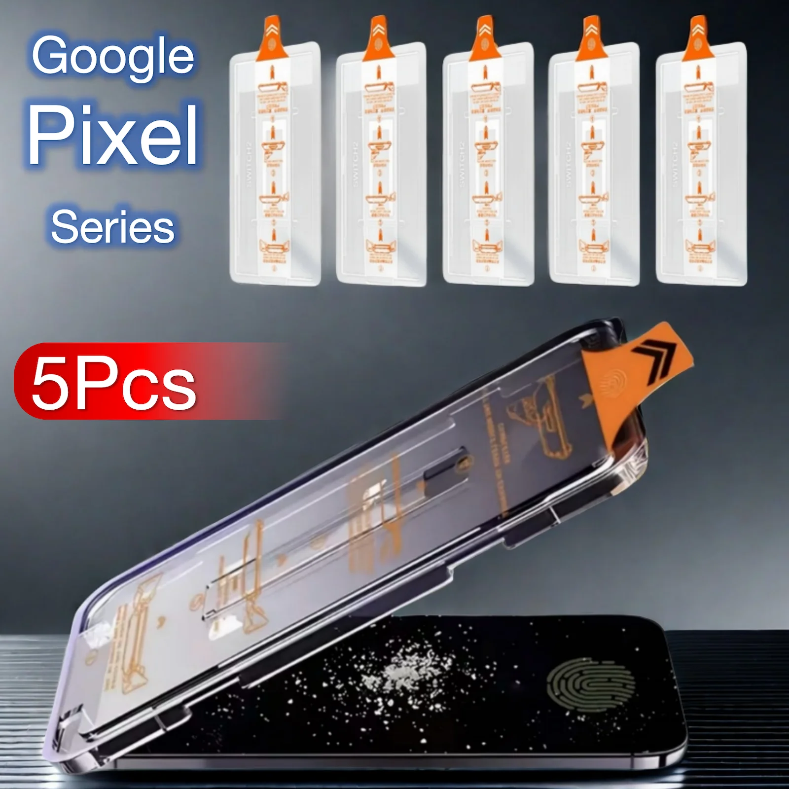 5 uds para Google Pixel 10 9 9a Pro XL 8A 8 7 7a 6a 5G Protector de pantalla accesorios de vidrio templado con huellas dactilares Kit fácil de burbujas - imagen 2