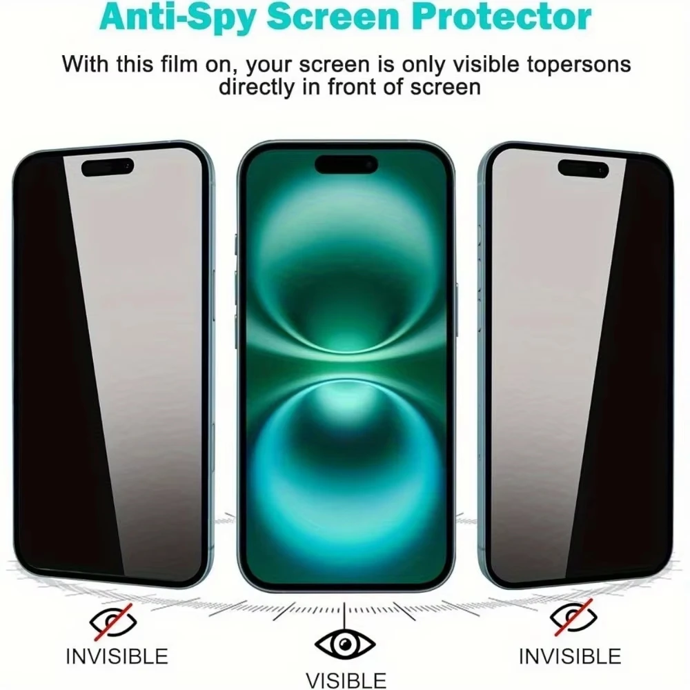 Protector de pantalla antiespía con revestimiento oleofóbico, 2 uds., para iPhone 17 Pro Max 16e Air 16 11 14 13 12 15 Mini 7 8 X XR XS, vidrio de privacidad - imagen 3