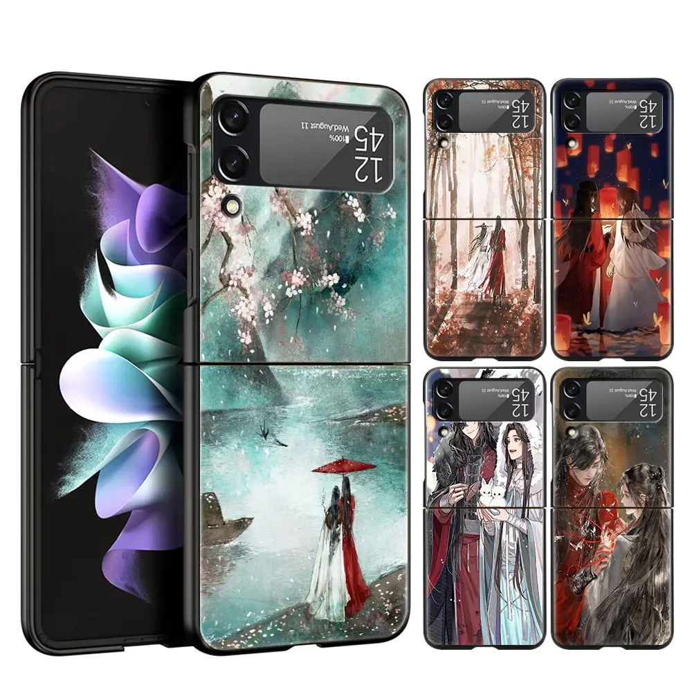 Funda de teléfono para Samsung Galaxy Z Flip 3, 4, 5, PC plegable de lujo, negro duro, Z Flip3, Heaven Official's Blessing