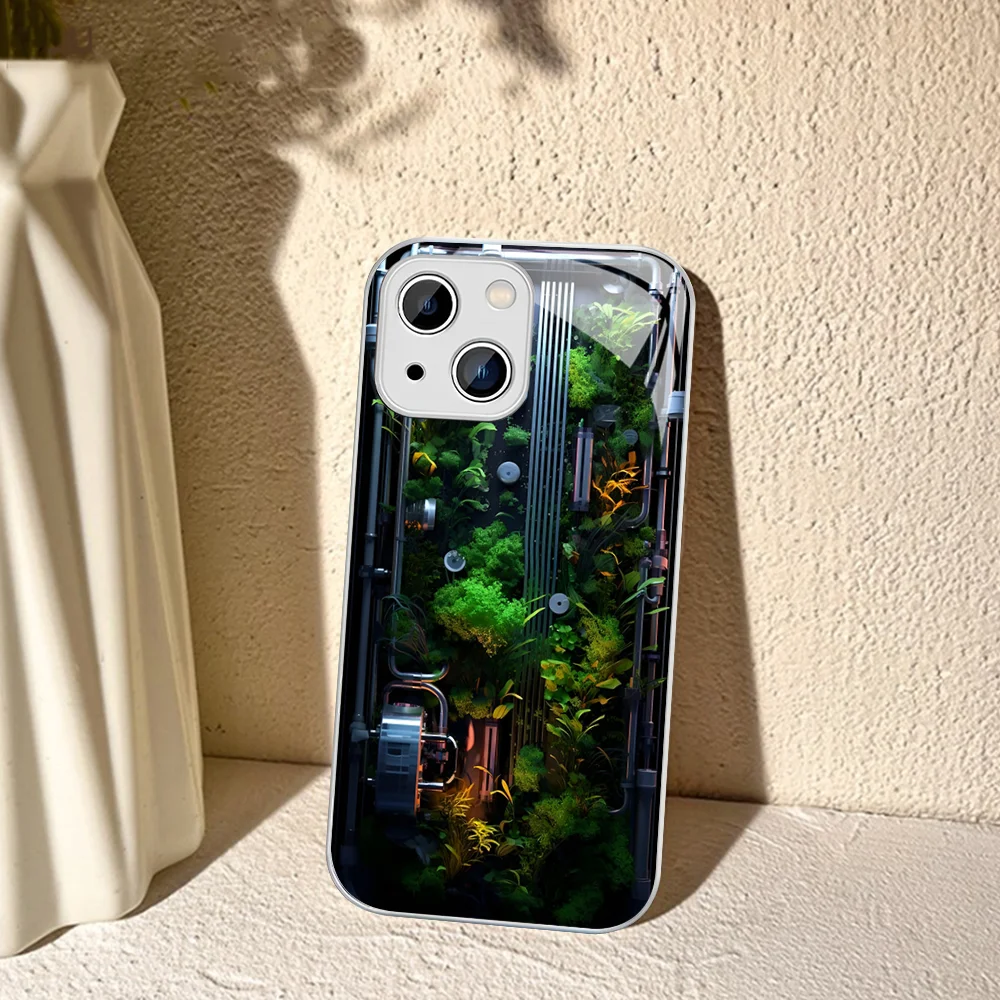 Funda de teléfono mecánica 3D de ciencia ficción de vidrio templado para Iphone 14 13 12 11 Pro Mini XS MAX 14Plus X XS XR - imagen 5