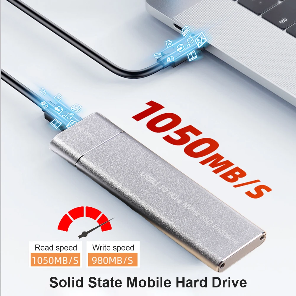 Carcasa M2 SSD NVMe PCIE 10Gbps USB 3,1 Gen2 carcasa NVMe externa adaptador USB C caja de aluminio para MAX 4TB M2 SSD M Key 2280 - imagen 4