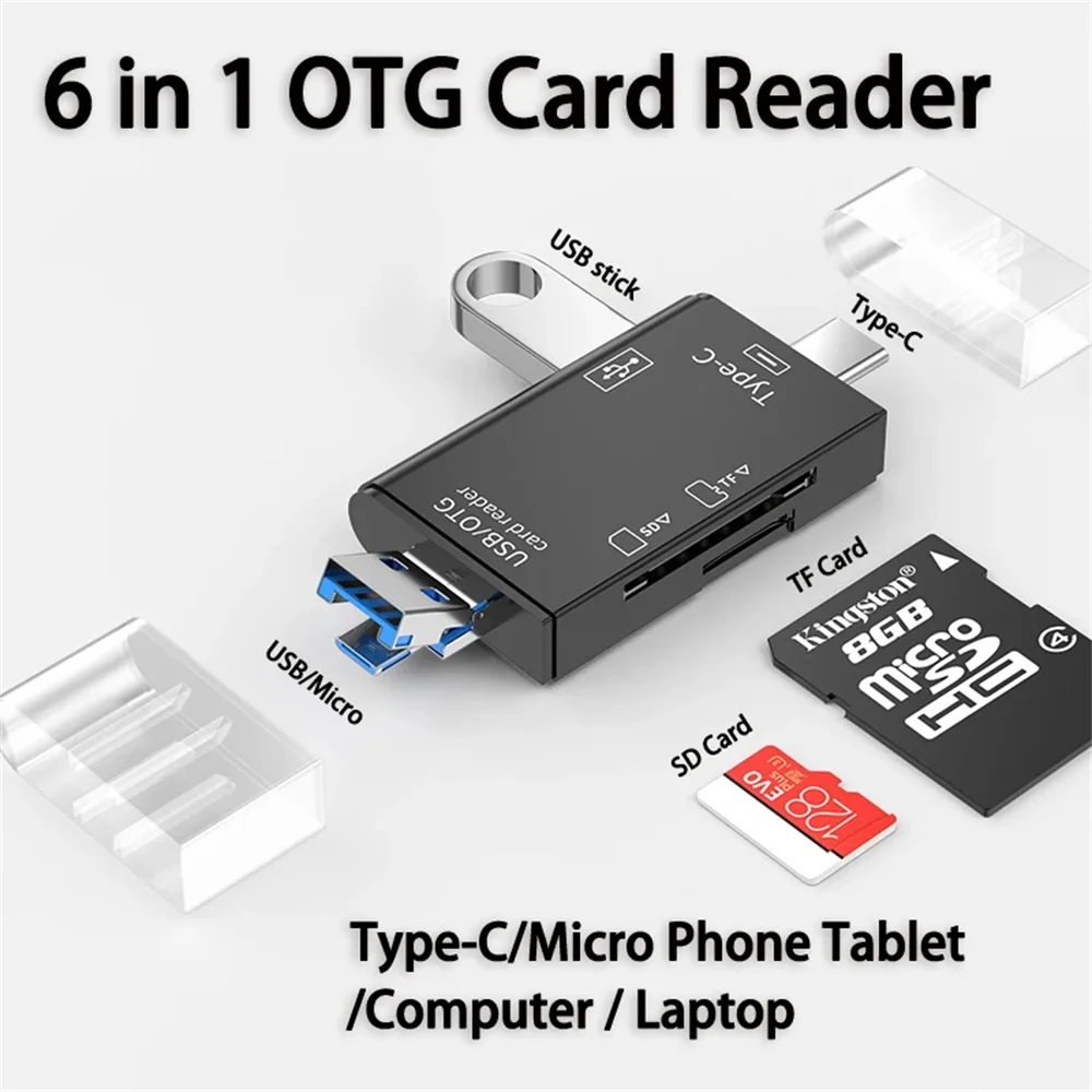 Lector de tarjetas OTG tipo C SD TF 6 en 1 USB 3,0 adaptador de unidad Flash Micro USB 5Gbps lector de tarjetas multifuncional de transferencia de alta velocidad - imagen 2