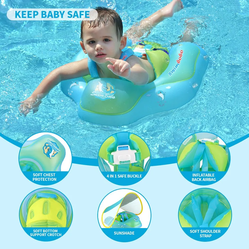 Flotador de natación con dosel para bebé, anillo flotante inflable para niños, accesorios de piscina, juguetes de baño circulares de verano - imagen 5