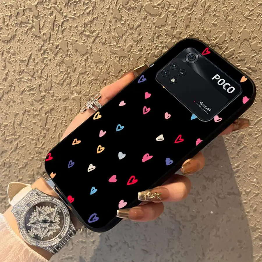 Funda de corazones coloridos para Xiaomi Poco M3 M4 M7 Pro C50 C40 F1 C75 X3 X4 X5 X7 Pro C61 M5 C71 F3 funda de teléfono suave negra - imagen 2