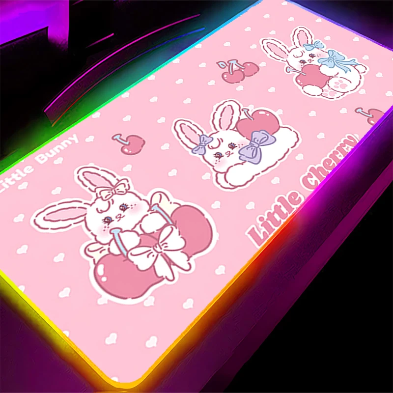 Alfombrilla de ratón LED RGB, alfombrilla de ratón de goma con patrón, alfombrilla de juego, accesorios para PC, alfombrilla de escritorio, alfombrilla antideslizante para mesa, alfombrilla para teclado de conejo y oficina - imagen 5