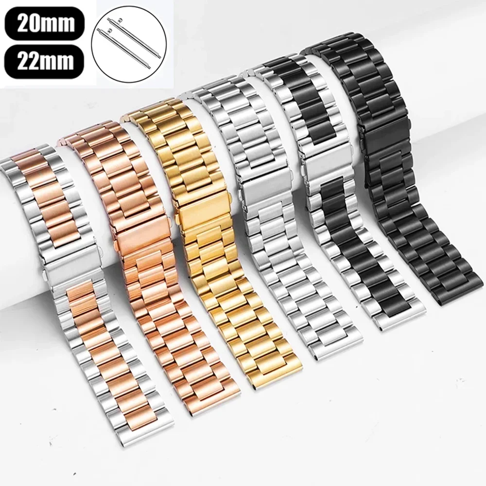 Correa de acero inoxidable de 20mm para Samsung Galaxy watch 7/FE/6/5 pro/4/pulsera clásica de metal de 22mm correa amazfit GTS-GTR-4-3-2e-mini - imagen 3