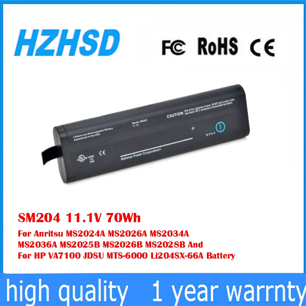 Batería SM204 11,1 V 70Wh para Anritsu MS2024A MS2026A MS2034A MS2036A MS2025B MS2026B para HP VA7100 JDSU MTS-6000 Li204SX-66A