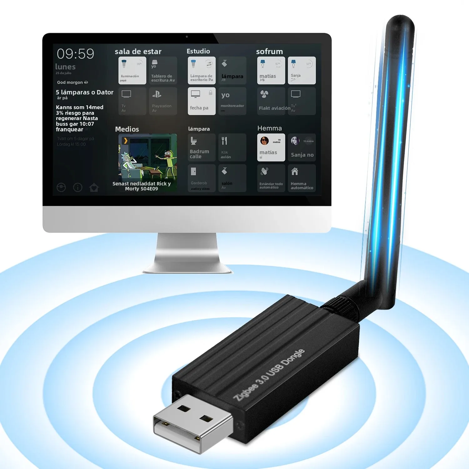 Zigbee 3,0 USB Dongle Universal inalámbrico Zigbee Gateway Hub automatización del hogar soporte asistente doméstico Zigbee2MQTT, OpenHAB, Raspbian