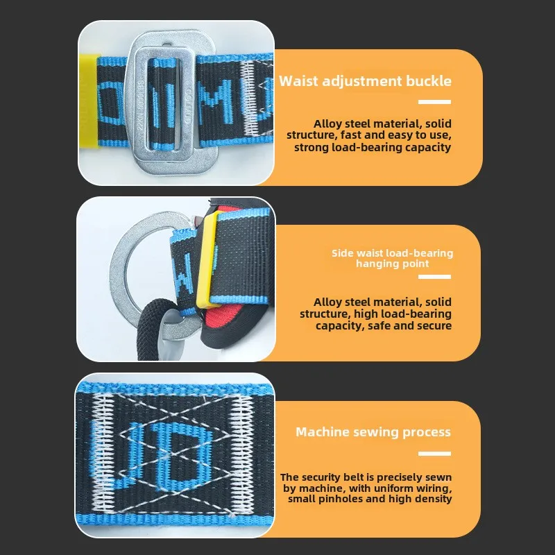 Cinturón de seguridad para el trabajo de cintura individual, arnés de gran altitud, entrenamiento de escalada en roca al aire libre, construcción de electricista, trajes con gancho de cuerda seguro - imagen 3