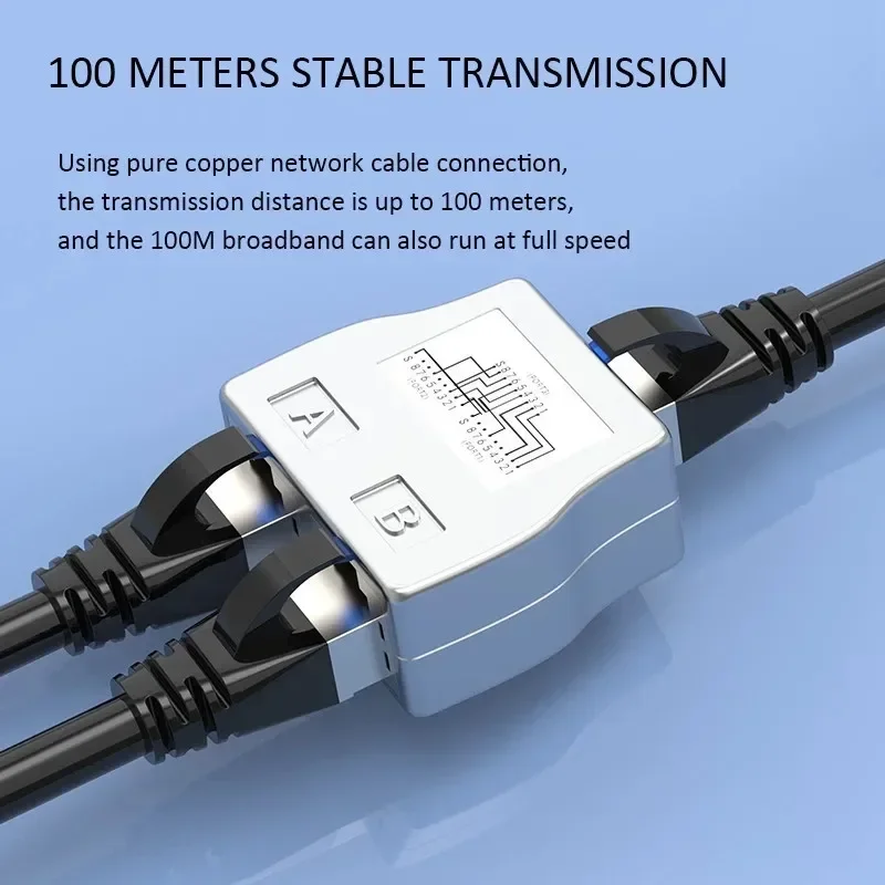Acoplador RJ45, adaptador de conector divisor de 1 a 2 vías, enchufe Modular Ethernet, caja blindada, extensor hembra RJ 45, conexión de Internet - imagen 4