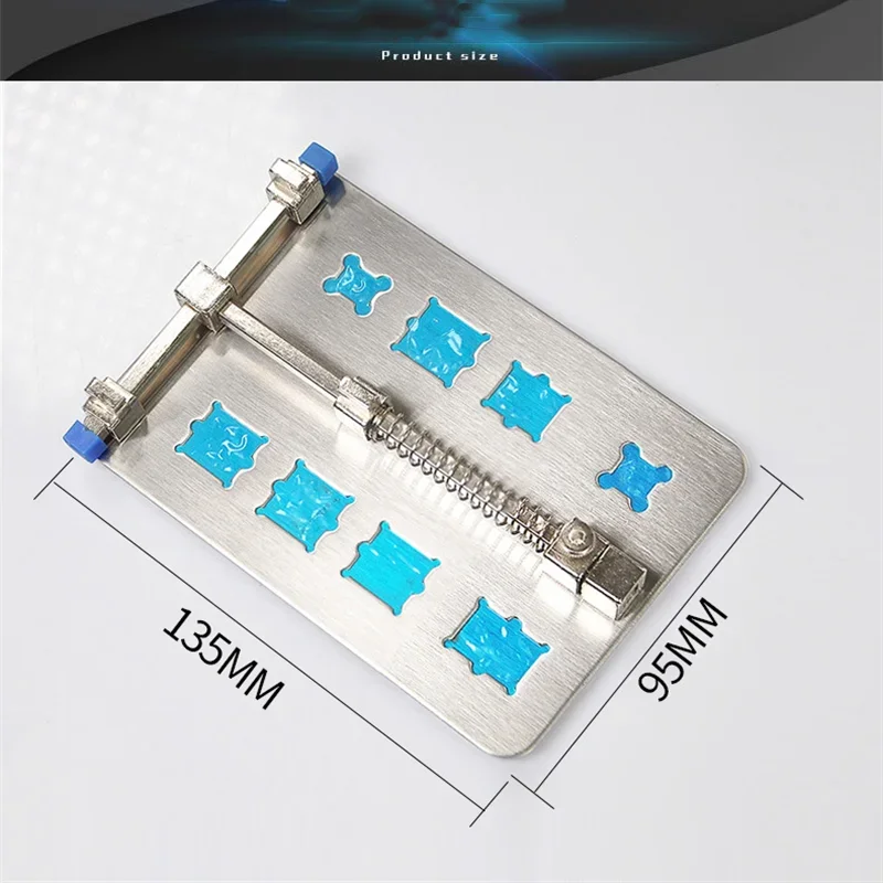 Soporte de placa de circuito con abrazadera de reparación de TE-071 con Chip IC, almohadilla antideslizante, ranura de eliminación de pegamento, plataforma de soldadura de acero inoxidable - imagen 5