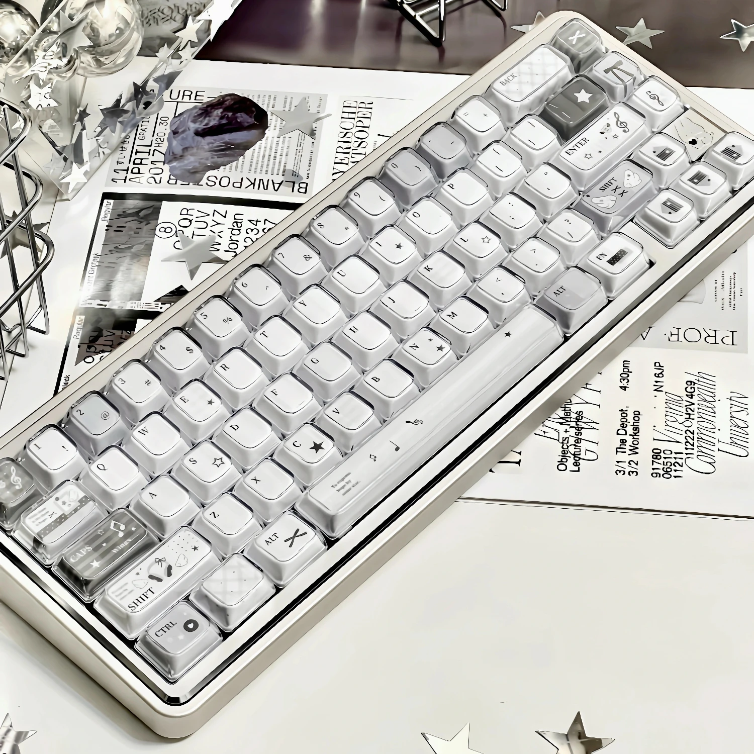 MAIMOOO-teclas de cristal con perfil KDA, nota Musical gris avanzada, PC, doble capa, gelatina translúcida, para teclado mecánico - imagen 4