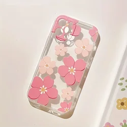 Funda de teléfono con flores rosas para iPhone 14 13 11 15 Pro Max 12 Mini XS XR X 8 7 Plus SE 2022 14Pro 13Pro, funda suave mate