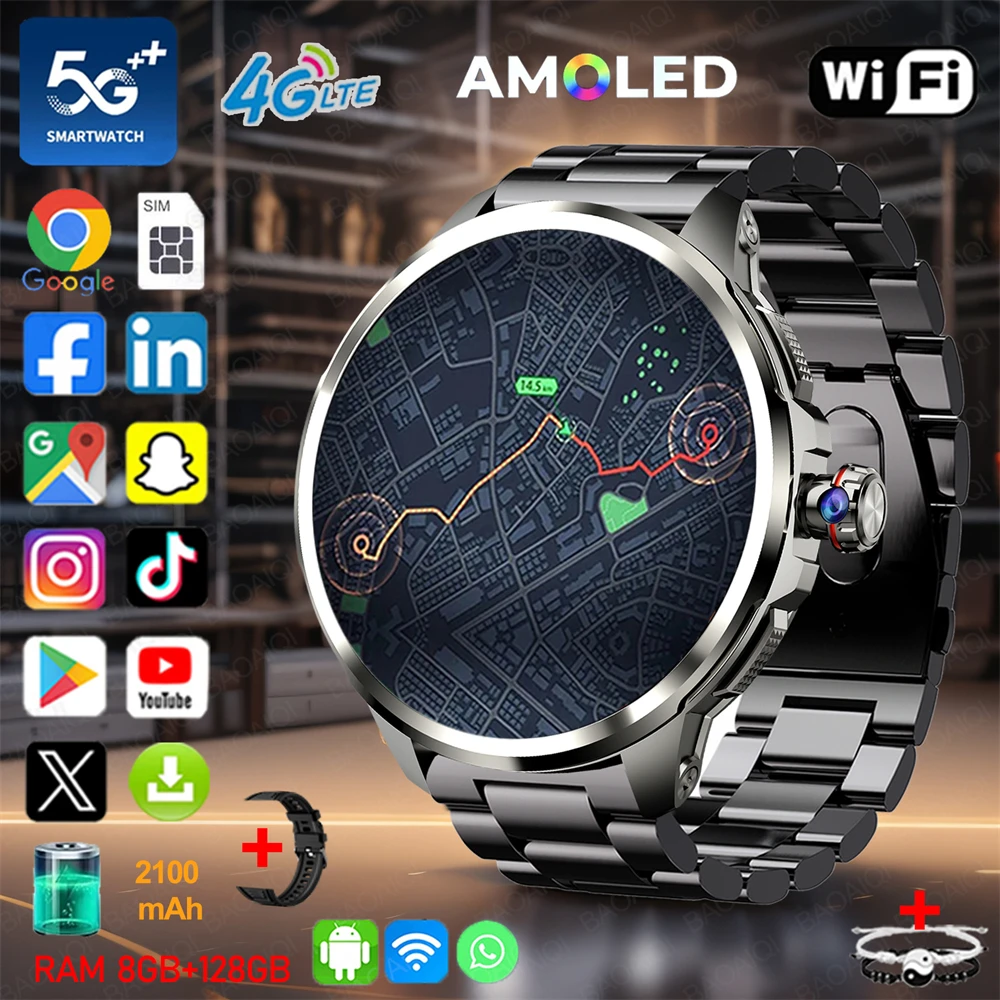 Reloj inteligente de red completa 5G/4G pantalla grande de 1,95 pulgadas 8GB + 128GB RAM 2100mAh Google Play WIFI GPS tarjeta Sim HD Video llamada Smartwatch - imagen 2