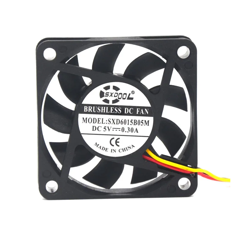 2 piezas SXDOOL 5V ventilador 60MM 3Pin 60x60x15mm 6cm 6015 enfriador de refrigeración CC sin escobillas 4000rpm 15.4CFM - imagen 5