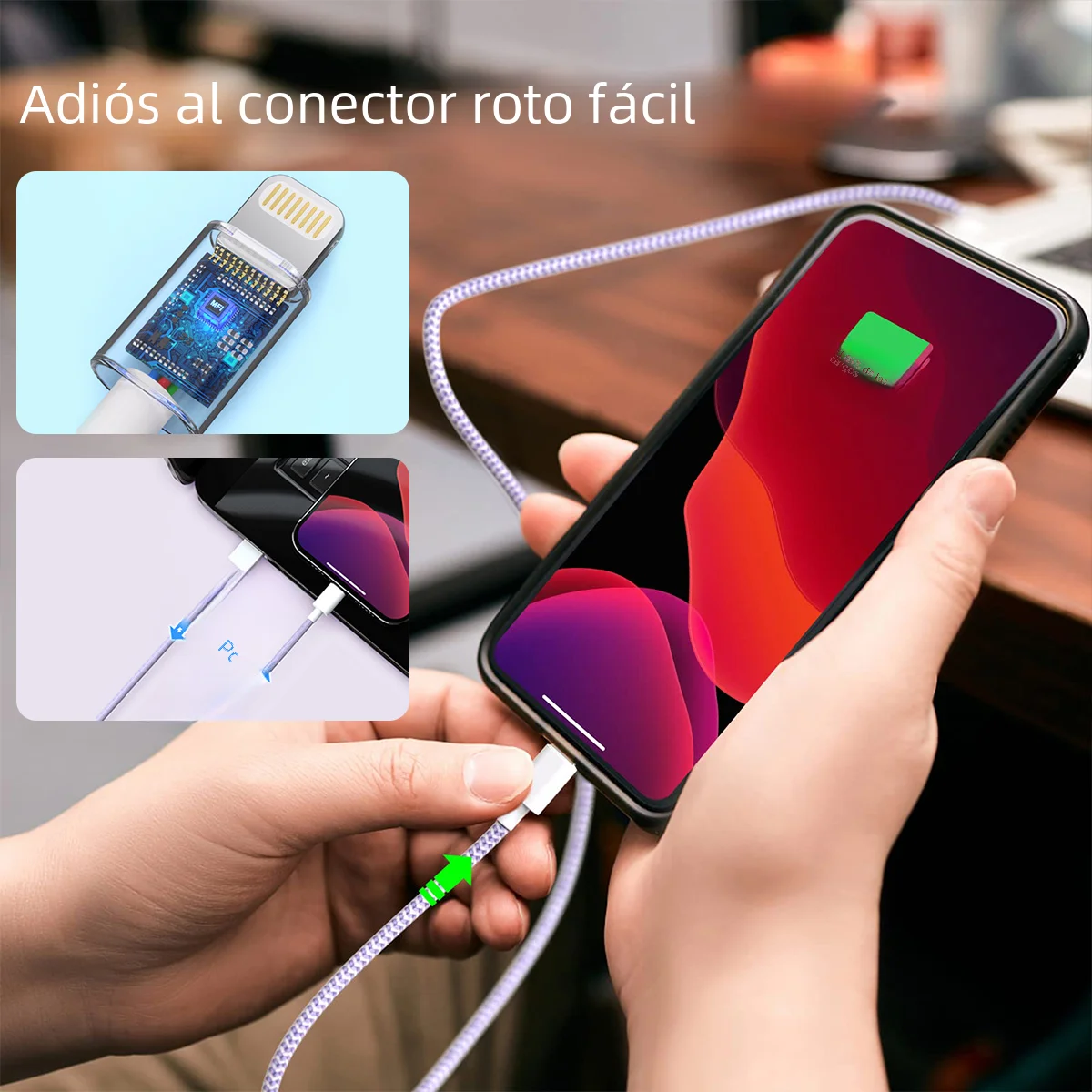 Cable USB para iPhone 14, 13, 12, 11 Pro Max Xs 8 Plus, iPad, Macbook, Cable 3A, carga rápida tipo C para Cable de datos de iluminación - imagen 5