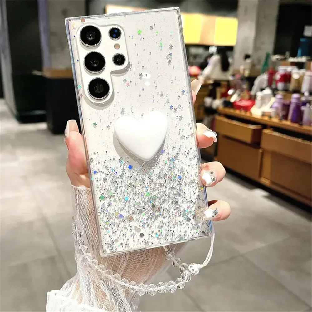 Pulsera de cristal 3D amor corazón brillo funda para iPhone 16 15 14 13 12 11 Pro Max XR X XS Max 7 8 Plus funda de teléfono de silicona suave - imagen 4