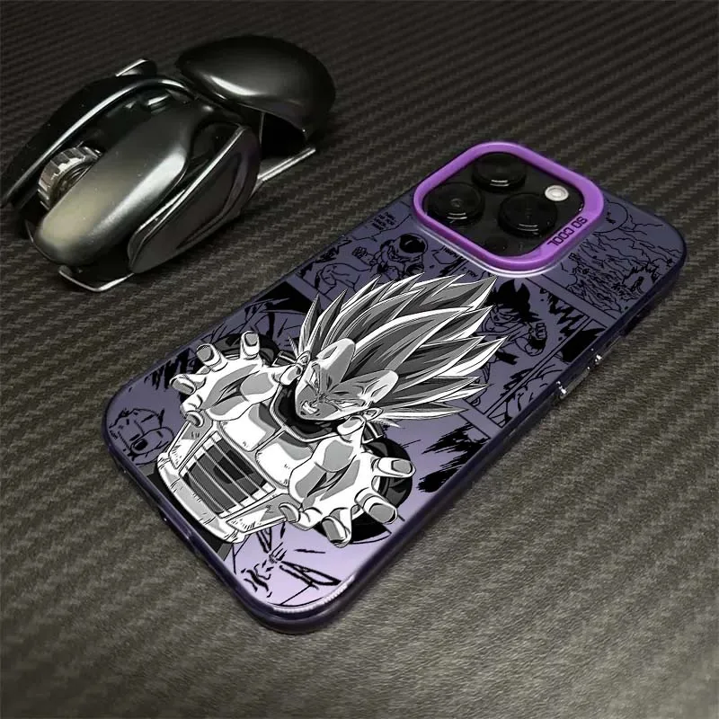 D-Dragon Balls Anime Vegeta funda para iPhone 16 15 14 13 12 11 X Pro Max Plus Mini funda de teléfono plateada colorida - imagen 4
