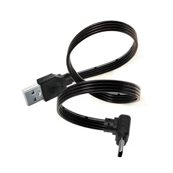 Cable USB‑C plano doble codo corto para carga y datos Android