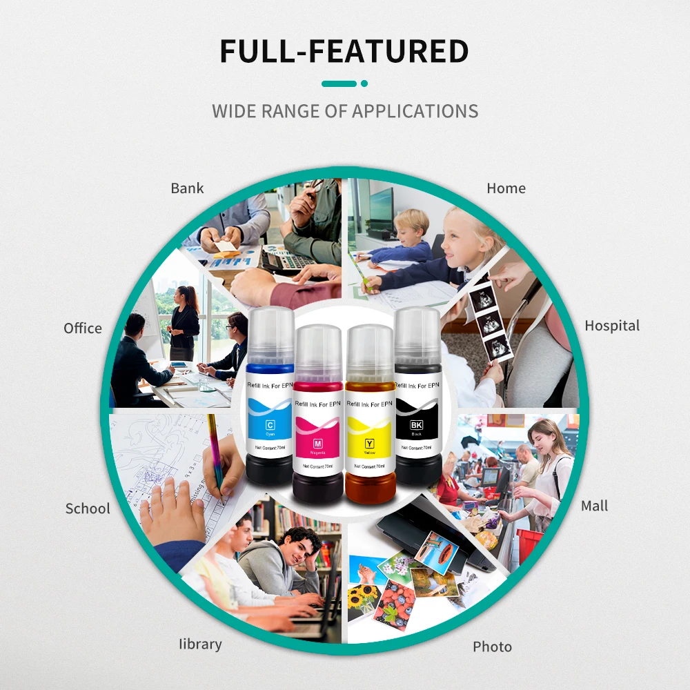 Tinta de tinte 544 para Kit de recarga de botellas Ecotank CISS para impresora de inyección de tinta Compatible con Epson L3150 L3110 L3100 L3210 L3250 L1110 5190 - imagen 3