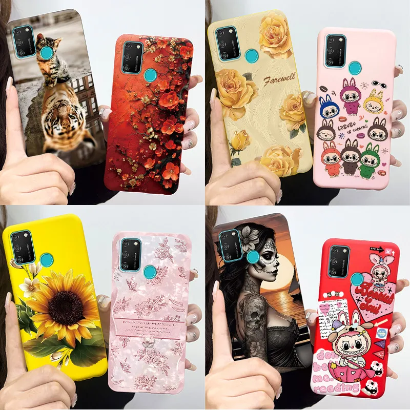 Para Honor 9A Funda de silicona suave mate flor Funda de teléfono para Huawei Honor 9A Fundas para Honor9A 9 A MOA-LX9N Funda trasera