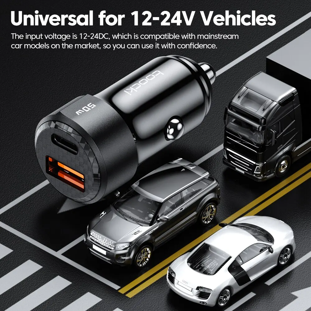 Cargador de coche Toocki, cargador de carga rápida de 50W, cable USB A a tipo C de 66W para iPhone 11 12 13 14, Xiaomi, Cargador rápido de Samsung - imagen 4