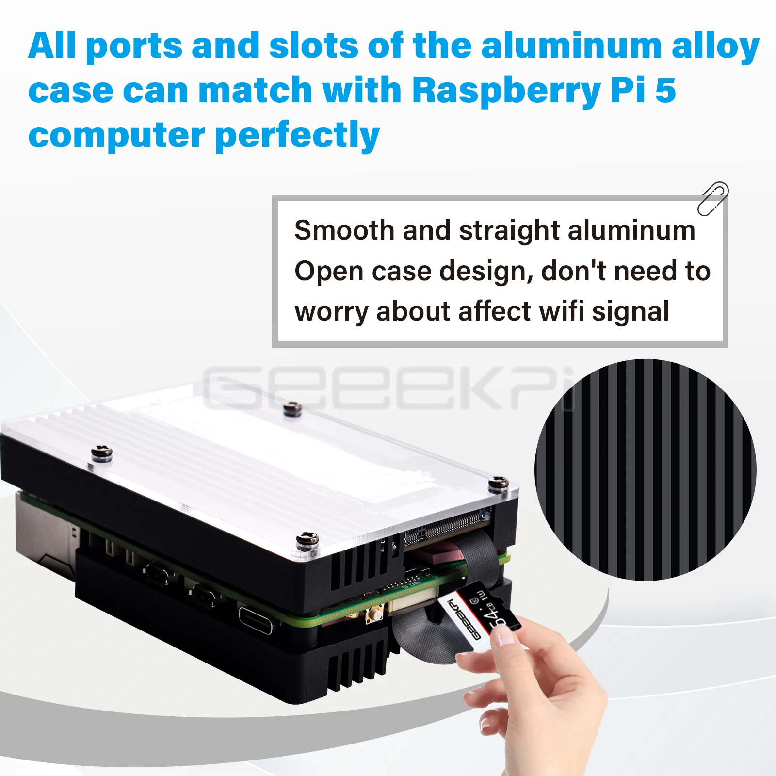 GeeekPi-funda de armadura con adaptador M.2 m-key PCIe3.0 x1 para Raspberry Pi 5, compatible con M.2 NVMe SSD en 2230, 2242, 2260, 2280 - imagen 4