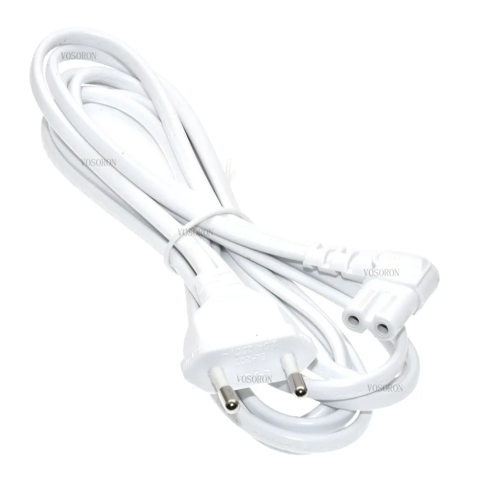 Blanco UE Euporean enchufe de 2 clavijas a IEC320 C7 figura 8 ángulo adaptador Cable de extensión de alimentación para Samsung Philips Sony LED TV - imagen 3