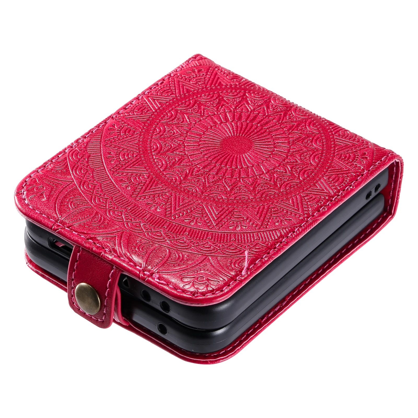 Funda de teléfono de cuero con estampado de flores para Samsung Galaxy Z Flip 5 5G ZFLIP5 Flip5, funda delgada con sensación de piel, ultrafina - imagen 3