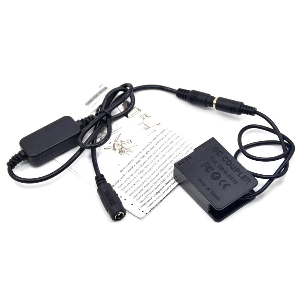 Cable de alimentación reductor de 12V-24V + batería simulada DMW-BLC12 DCC8 BLC12E para Panasonic Lumix GX8 FZ1000 FZ200 G7 G6 G5 GH2 GH2K GH2S