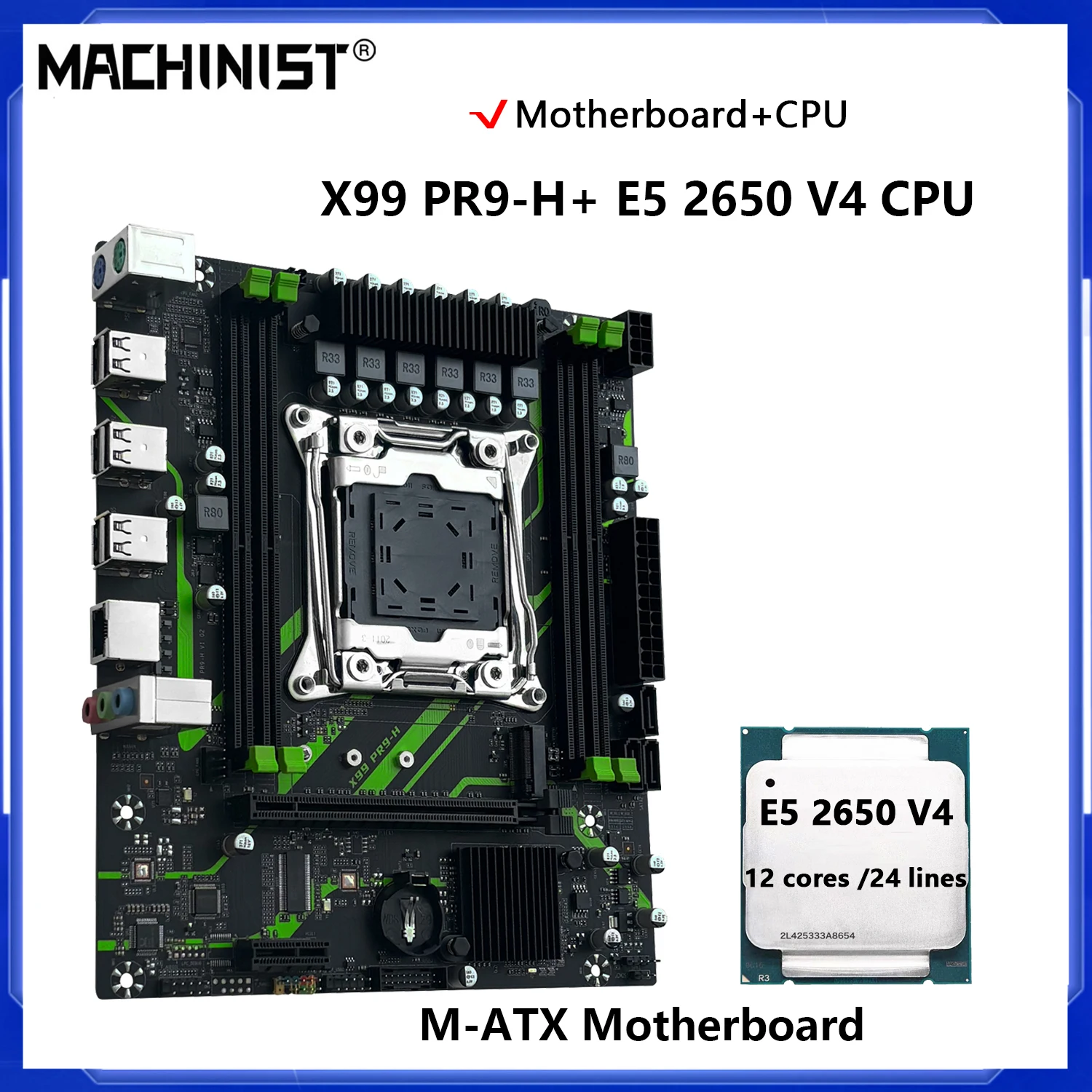 MACHINIST X99 Kit de placa base PR9-H opcional LGA2011-3 Xeon E5 2650 V4 CPU DDR4 16GB 2133MHz memoria RAM NVME/SATA M.2 - imagen 2
