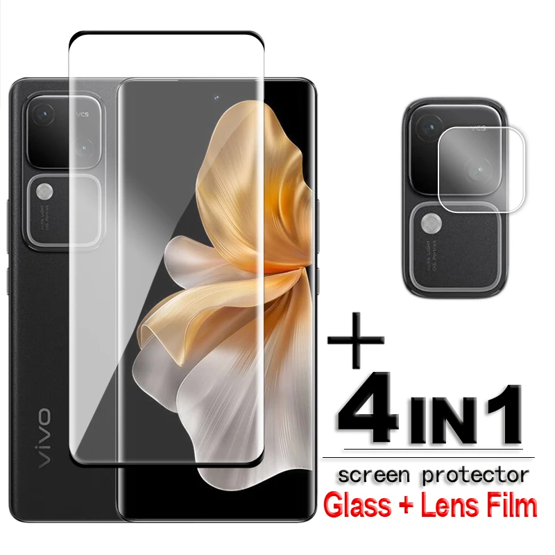 Protector de pantalla de vidrio templado para Vivo V30 Pro, cubierta completa de 6,78 pulgadas, 3D, curvado, HD, película de lente
