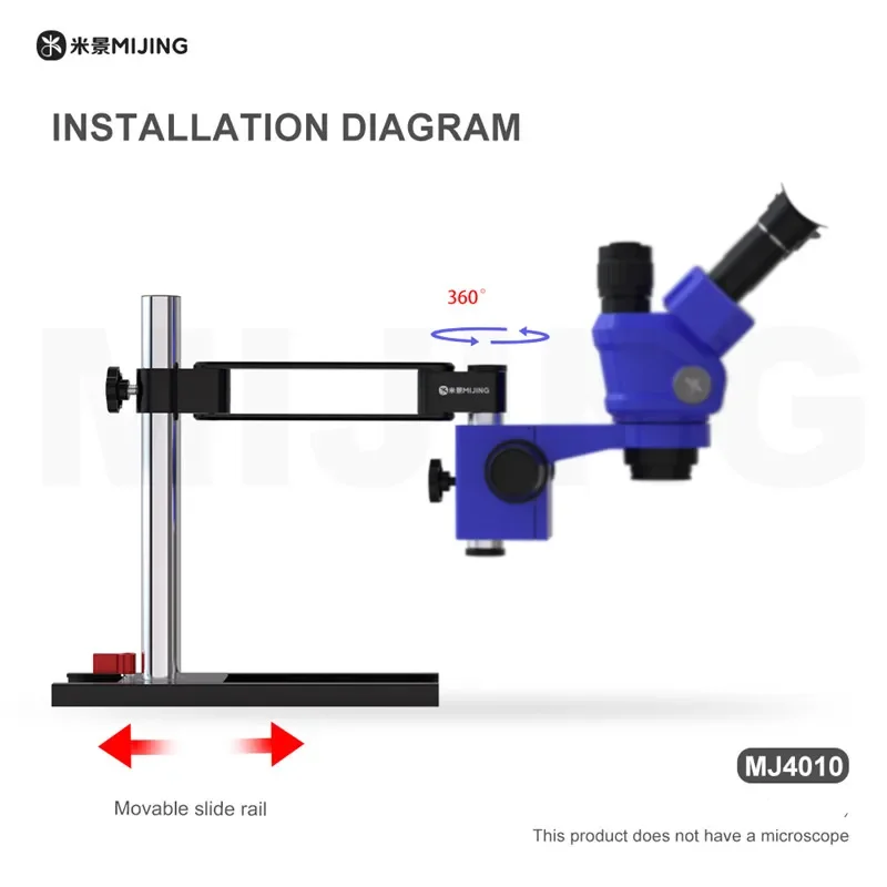 MIJING MJ-4010 360 °   Soporte giratorio para microscopio, soporte plegable para brazo oscilante, soporte de pared Compatible con la mayoría de los microscopios y herramientas de laboratorio - imagen 3