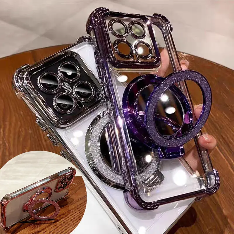 Funda con soporte de espejo chapado de lujo para Samsung Galaxy S25 Ultra S24 S22 S23 S21 Plus S23 FE S20 FE S24 FE Note 20 Ultra 5G - imagen 2