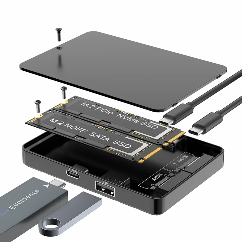 Caja SSD USB HUB M.2 NVME M Key + M.2 NGFF B Key + 10G USB3.2 GEN2 Puerto + 10G Tipo C Puerto M2 SSD estación de acoplamiento para computadora portátil - imagen 5