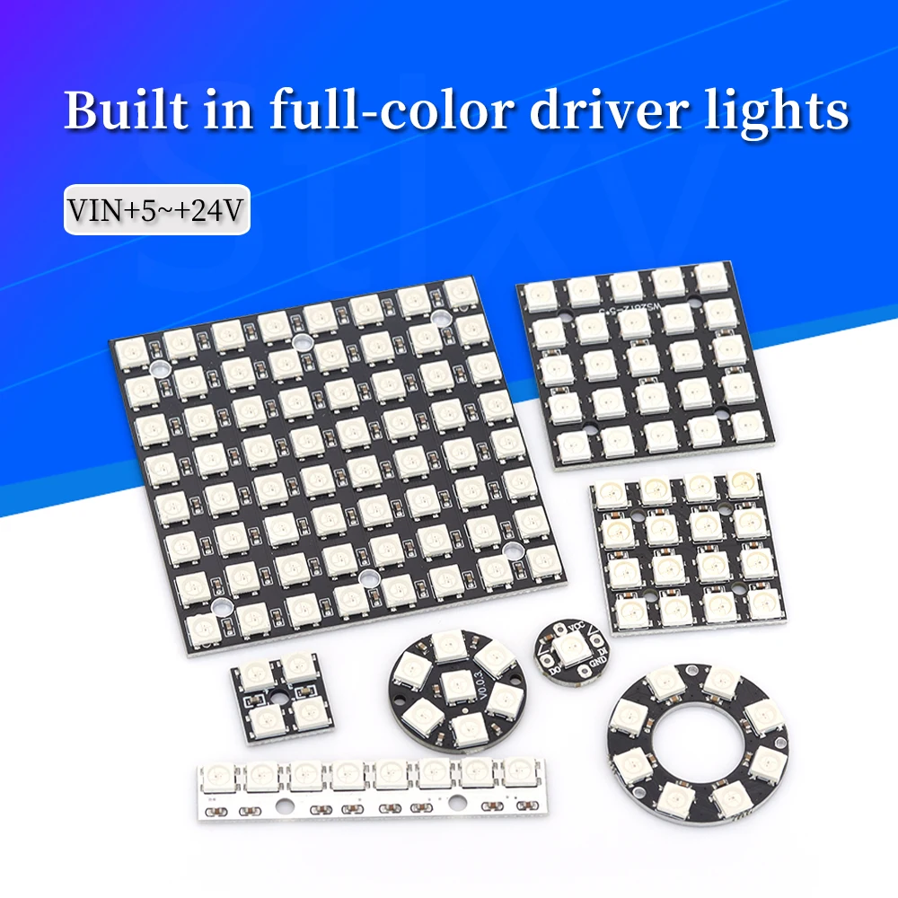 5V 1Bit 3 4Bit 7 8Bit 9 12Bit 16Bit 24Bit 32Bit 64 Bits WS2812 5050 RGB LED anillo de luz + controladores integrados para Arduino Diy