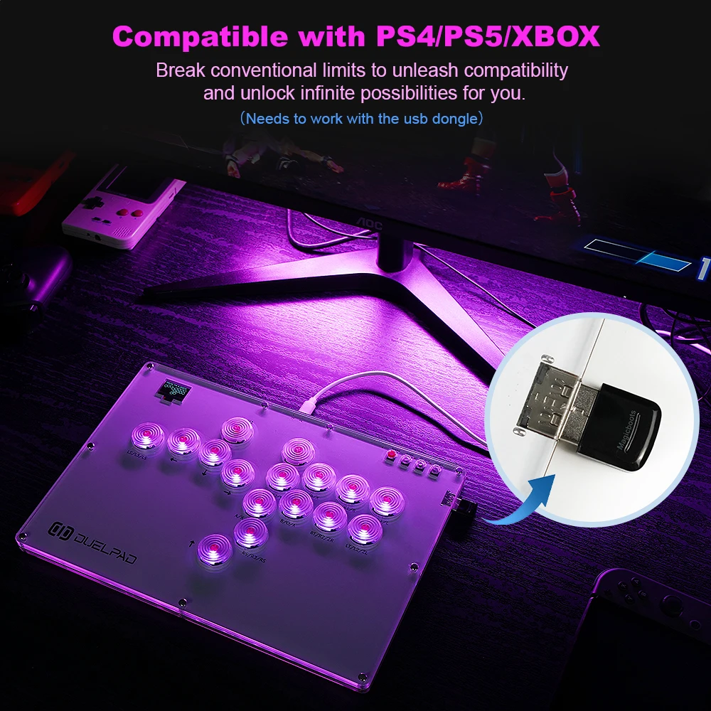 Duelpad-mando sin cables para PS5, Joystick de lucha, Joystick de Pico GP2040-CE para PC/Xbox/PS4/Switch - imagen 4