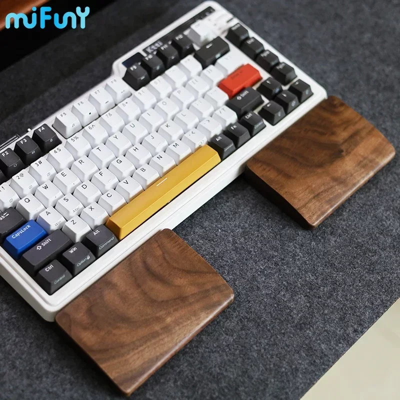 MiFuny-repos de muñeca para teclado dividido, reposamuñecas de madera Original con una mano, ergonómico para teclados mecánicos Alice de 65% 75% 98/104 teclas
