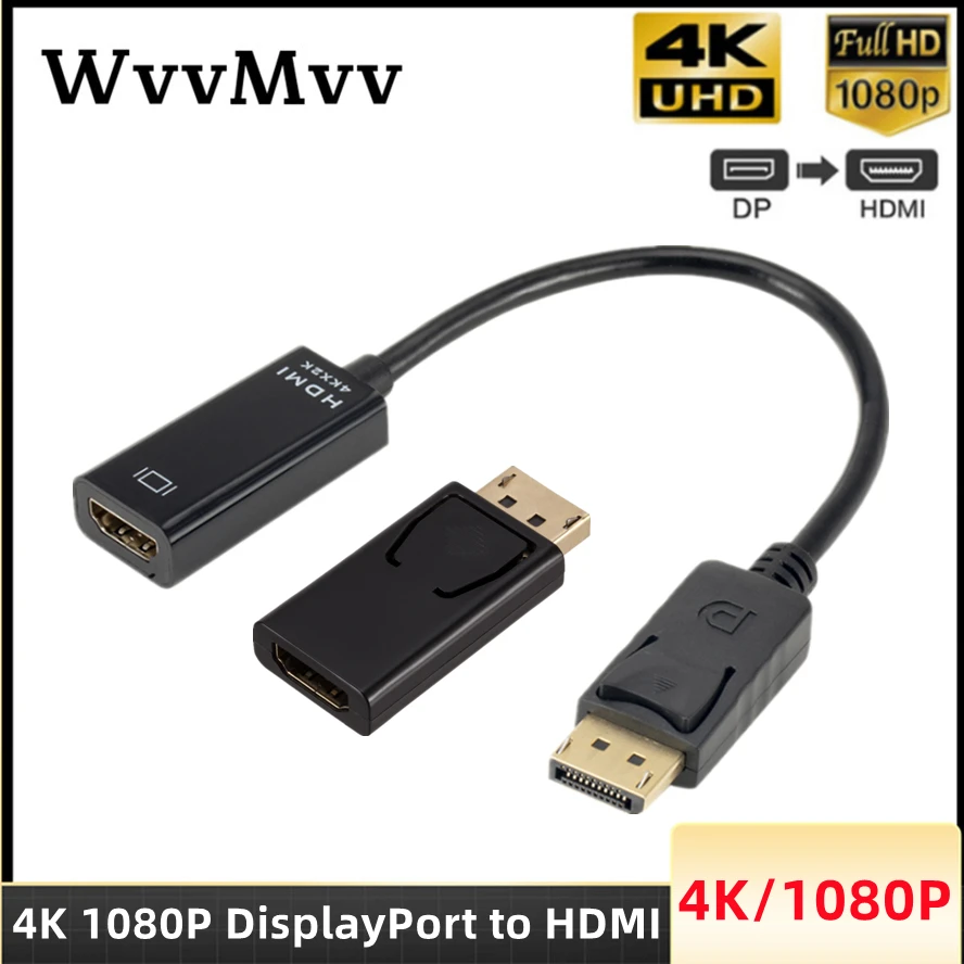 Adaptador 4K DisplayPort a HDMI macho DP a hembra, convertidor de Cable Compatible con HDMI, Audio y vídeo para proyector HD TV PC