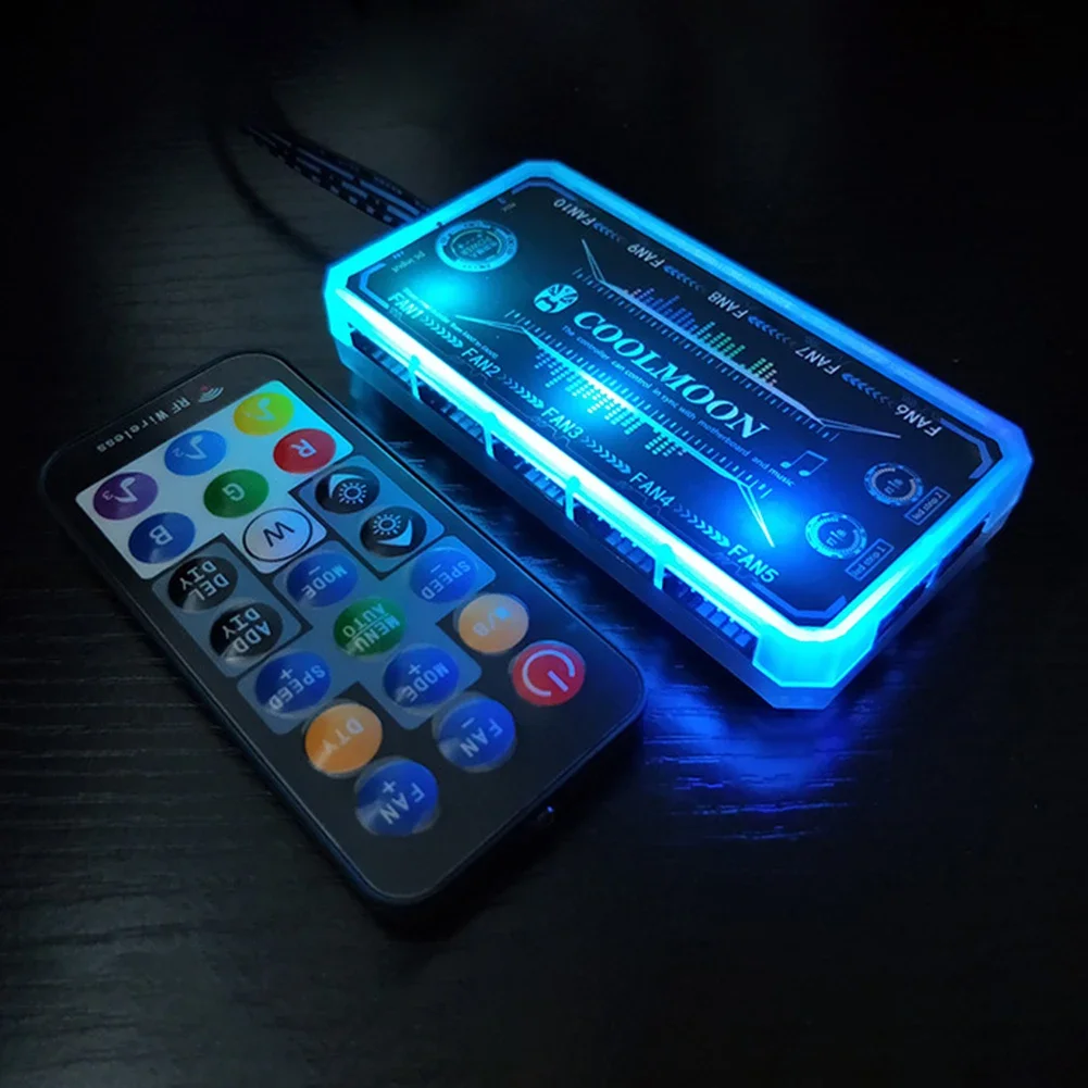Adaptador de enfriador de ventilador con cubierta de PC, controlador de lámpara LED RGB + Control remoto - imagen 5