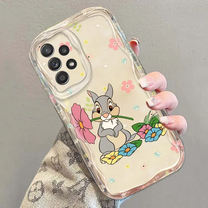Bambi Rabbit funda para Samsung A73 A72 A71 A56 A55 A54 A53 A52 A51 A50 A36 A35 A34 funda de teléfono de aceite ondulado - imagen 3