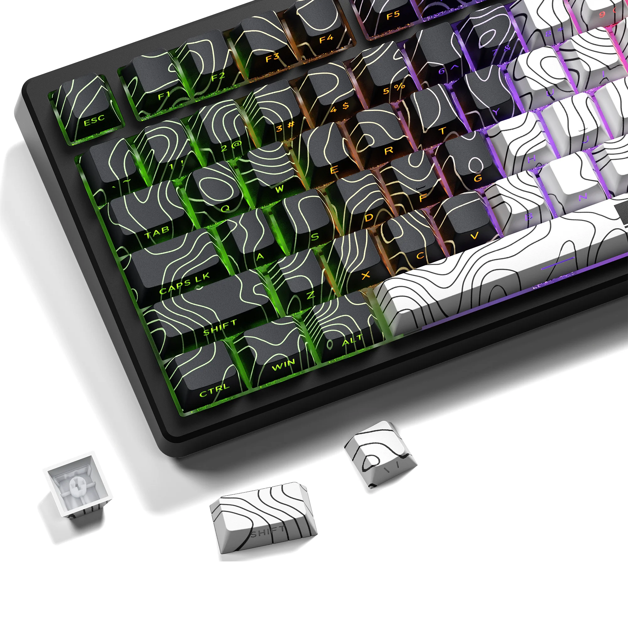 Teclas topográficas XVX con estampado lateral, teclas PBT con perfil de cereza, teclas de sublimación de tinte, topografía, 132 teclas - imagen 2